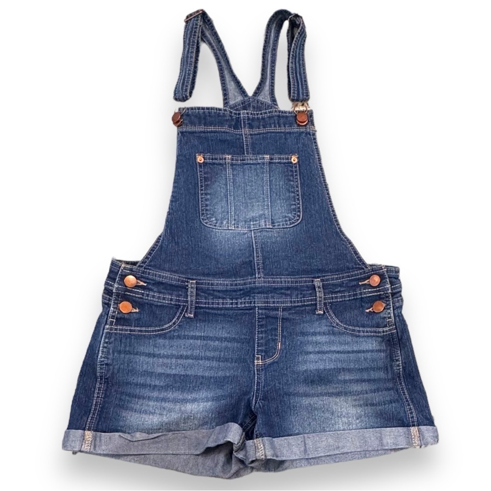 NoBo Size M (7-9) Juniors Relaxed Fit Denim Bib Overall Shorts